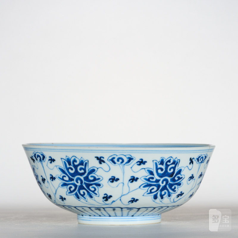 清光绪 青花缠枝莲纹碗 - 图2